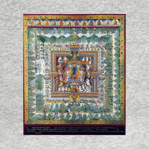 Blue Medicine Buddha Mandala Tibetan Buddhist Thangka Reproduction by TammyWinandArt
